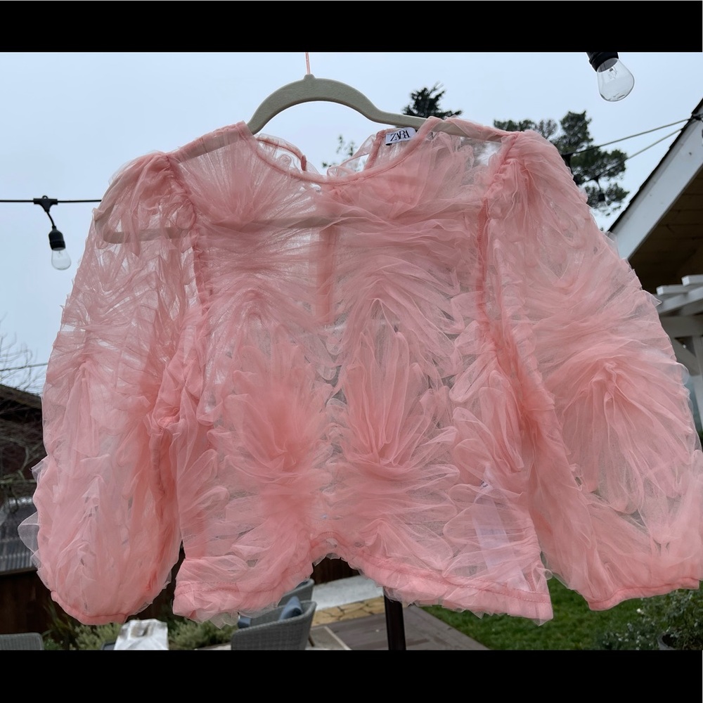 Zara Pink Textured Top size Small